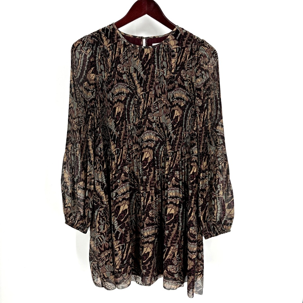 Aritzia WILFRED Daydreamer Pleated Paisley‎ Print Midi Dress Size Small EUC